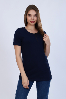 Женская темно-синяя простая футболка Натали со скидкой